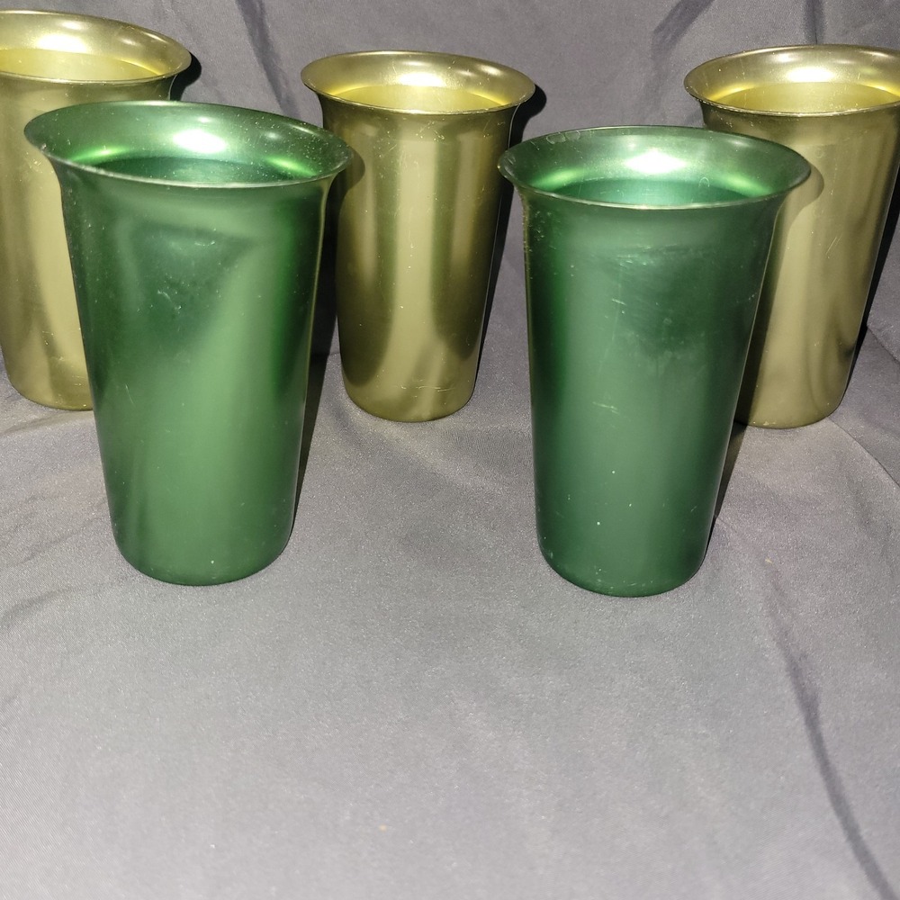 Vintage Mid-Century Modern Zephyrware Aluminum Metalware Cups 5 Tumblers - Picture 3 of 9